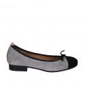 Woman's ballerina with bow and captoe in grey and black suede heel 2 - Available sizes:  33, 43, 44