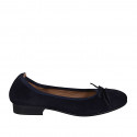 Ballerine avec noeud et bout droit pour femmes en daim bleu talon 2 - Pointures disponibles:  33, 34, 44, 45