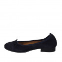 Ballerine avec noeud et bout droit pour femmes en daim bleu talon 2 - Pointures disponibles:  33