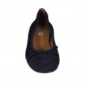 Ballerine avec noeud et bout droit pour femmes en daim bleu talon 2 - Pointures disponibles:  33, 34, 44, 45