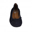 Woman's ballerina shoe with bow and captoe in blue suede heel 2 - Available sizes:  33, 34, 44, 45