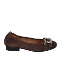 Woman's ballerina with chain in brown suede heel 2 - Available sizes:  43, 44