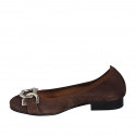 Woman's ballerina with chain in brown suede heel 2 - Available sizes:  43, 44