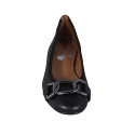 Woman's ballerina with chain in black leather heel 2 - Available sizes:  32, 44