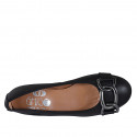 Woman's ballerina with chain in black leather heel 2 - Available sizes:  32, 44