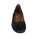 Woman's ballerina shoe with flower in black leather heel 2 - Available sizes:  32, 33