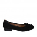 Woman's ballerina with flower in black suede heel 2 - Available sizes:  32, 33, 43