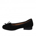 Ballerine avec fleur pour femmes en daim noir talon 2 - Pointures disponibles:  32