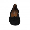 Ballerine avec fleur pour femmes en daim noir talon 2 - Pointures disponibles:  32, 33, 43