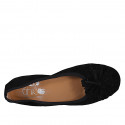 Ballerine avec fleur pour femmes en daim noir talon 2 - Pointures disponibles:  32, 33, 43