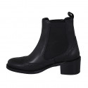 Woman's ankle boot in black leather with elastic bands and wingtip heel 5 - Available sizes:  32, 33, 42, 45