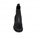 Botines para mujer en piel negra con elasticos y punta de ala tacon 5 - Tallas disponibles:  32, 33, 42, 45