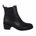 Woman's ankle boot with elastic bands in black leather heel 5 - Available sizes:  32, 45