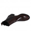 Botines para mujer con elasticos en piel marron oscuro tacon 5 - Tallas disponibles:  33, 43, 45