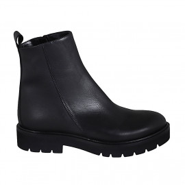 Botin para mujer con cremallera en piel negra tacon 3 - Tallas disponibles: 32, 33