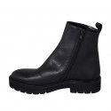 Woman's ankle boot in black leather with zipper heel 3 - Available sizes:  32, 33, 43, 44