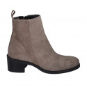 Bottines pour femmes en daim beige avec fermeture éclair talon 5 - Pointures disponibles:  32, 43