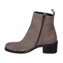 Botines para mujer en gamuza beis con cremallera tacon 5 - Tallas disponibles:  32, 42, 43, 46