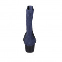 Bottines hautes à bout pointu pour femmes avec elastiques en daim bleu talon 5 - Pointures disponibles:  32, 42