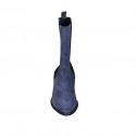 Botín alto a punta para mujer con elasticos en gamuza azul tacon 5 - Tallas disponibles:  32, 42