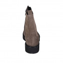Bottines pour femmes avec lacets et fermeture éclair en daim taupe talon 3 - Pointures disponibles:  32, 33, 44, 45
