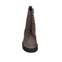 Woman's laced ankle boot with zipper in taupe suede heel 3 - Available sizes:  32, 33, 43, 44, 45, 46, 47