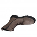 Bottines pour femmes avec lacets et fermeture éclair en daim taupe talon 3 - Pointures disponibles:  32, 33, 44, 45