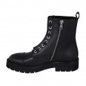 Bottines pour femmes à lacets avec fermetures éclair et bout droit en cuir noir talon 3 - Pointures disponibles:  32, 33