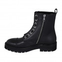 Woman's laced ankle boot with zippers and captoe in black leather heel 3 - Available sizes:  32, 33, 43