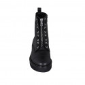 Woman's laced ankle boot with zippers and captoe in black leather heel 3 - Available sizes:  32, 33, 43