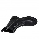 Bottines pour femmes à lacets avec fermetures éclair et bout droit en cuir noir talon 3 - Pointures disponibles:  32, 33
