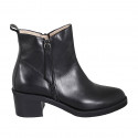 Woman's ankle boot in black leather with zipper heel 6 - Available sizes:  32, 42