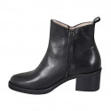 Woman's ankle boot in black leather with zipper heel 6 - Available sizes:  32, 42