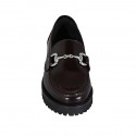 Woman's mocassin in maroon brush-off leather with accessory heel 3 - Available sizes:  32