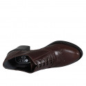 Zapato Oxford con cordones para mujer en piel marron con punta de ala tacon 7 - Tallas disponibles:  32, 33, 43
