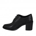 Chaussure Oxford pour femmes à lacets en cuir noir avec bout golf talon 7 - Pointures disponibles:  32