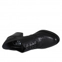 Zapato Oxford con cordones para mujer en piel negra con punta de ala tacon 7 - Tallas disponibles:  32