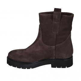 Botines para mujer en gamuza marron tacon 3 - Tallas disponibles:  32, 33, 34, 42 2