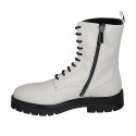 Woman's laced combat style ankle boot with zipper in white leather heel 3 - Available sizes:  33, 42, 43, 44, 45