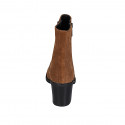 Bottines pour femmes en daim cognac avec fermetures éclair talon 7 - Pointures disponibles:  42, 43, 44