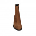 Bottines pour femmes en daim cognac avec fermetures éclair talon 7 - Pointures disponibles:  42, 43, 44