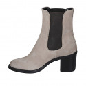 Woman's ankle boot with elastic bands in beige suede heel 7 - Available sizes:  32, 34, 42, 43, 44, 45