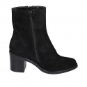 Bottines pour femmes en daim noir avec fermetures éclair talon 7 - Pointures disponibles:  45