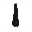 Botines para mujer en gamuza negra con cremalleras tacon 7 - Tallas disponibles:  34, 45