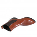 Woman's pointy texan ankle boot with lateral elastic bands in cognac brown leather heel 5 - Available sizes:  42