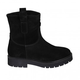 Botines para mujer en gamuza negra tacon 3 - Tallas disponibles:  33, 34, 45
