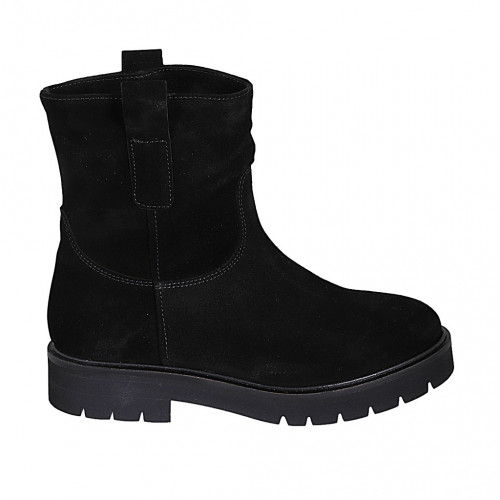 Bottines pour femmes en daim noir talon 3 - Pointures disponibles:  33, 34, 45