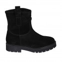 Bottines pour femmes en daim noir talon 3 - Pointures disponibles:  33, 34, 43, 44, 45, 46