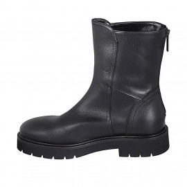 Botines para mujer en piel negra con cremallera posterior tacon 3 - Tallas disponibles:  32, 33 2