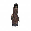 Woman's ankle boot in brown suede with elastic bands heel 3 - Available sizes:  46